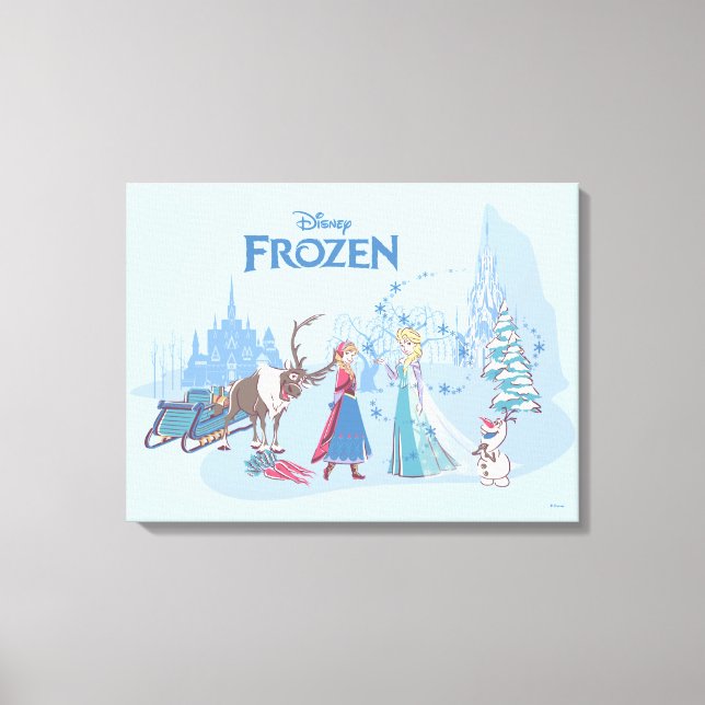 Toile Congelé | Sven, Anna, Elsa & Olaf Blue Pastels (Recto)
