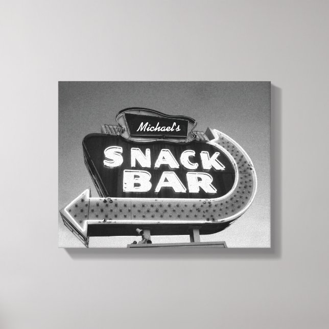 Toile Connexion Retro Diner Nom personnalisable noir bla (Recto)