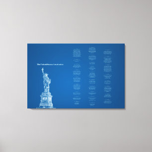 Toile Constitution des États-Unis Bleu et Statue de la L