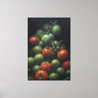 Toile Contraste coloré : Peinture de tomate verte et rou