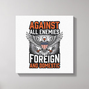 Toile Contre tous les ennemis conception de t-shirt Eagl