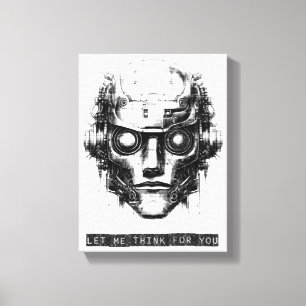 Toile Contrôle mental Cyberpunk Robot Black Print Canvas