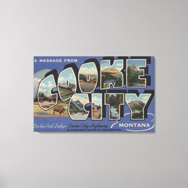 Toile Cooke City, Montana - Grandes Lettres Scènes 2 (Recto)
