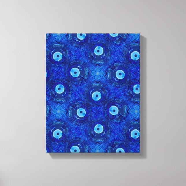 Toile Cool, art numérique moderne de bleu mauvais oeil m (Recto)