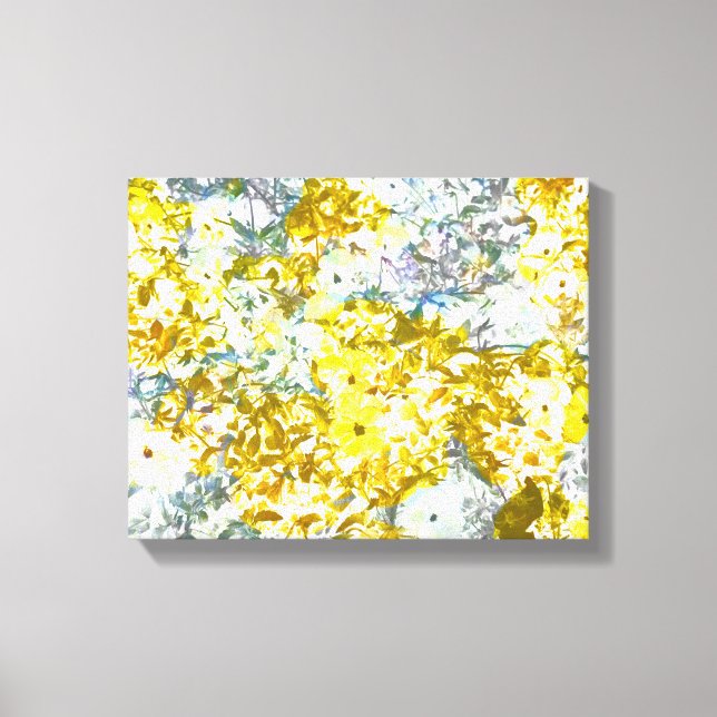 Toile Cool, moderne, jaune gris motif de fleurs romantiq (Recto)