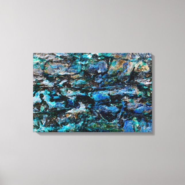 Toile Cool, moderne peinture bleue vieux mur gruning art (Recto)