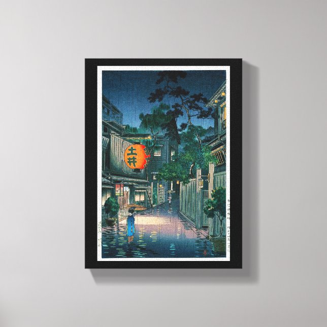 Toile Cool oriental japonais Kasamatsu nuit rue pluie (Recto)
