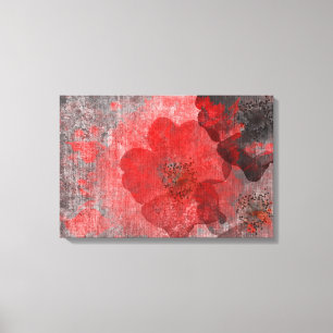 Toile Cool, unique art de fleurs de style asiatique gris