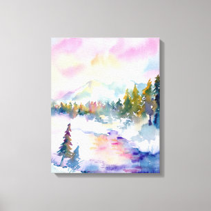 Toile Copie de montagne de neige d'aquarelle