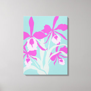 Toile Copie pourpre d'orchidée d'aqua de fleur moderne