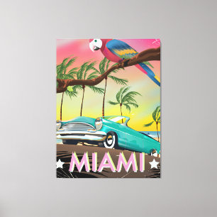 Toile Copie vintage de voyage de Miami rétro