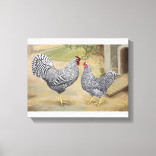 Toile Coq et poule de Dominique