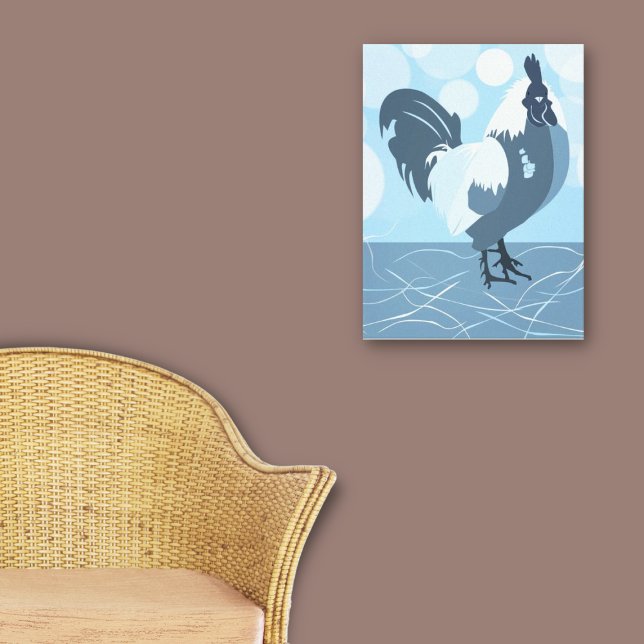 Toile Coq Farm Bird Printemps Turquoise Bleu Cuisine (Rooster Farm Bird Spring Turquoise-Blue Kitchen Canvas Print, Home Living)