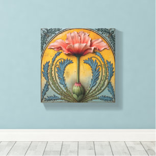 Toile Coquelicot rose au coucher du soleil