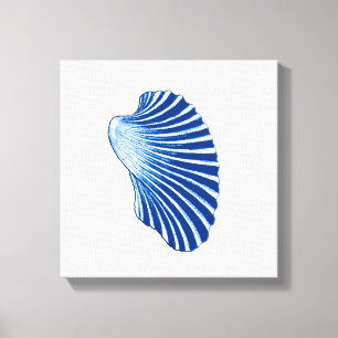 Toile Coquille de St Jacques, bleu d'Indigo et blanc