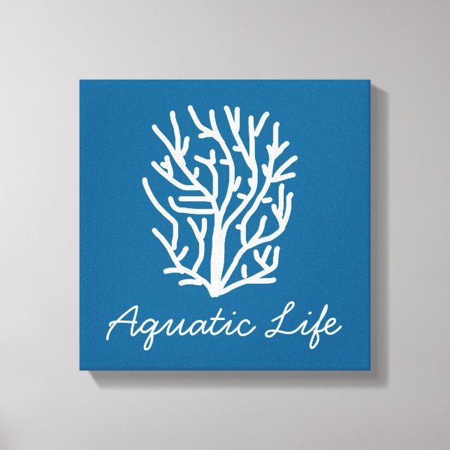 Toile Corail blanc sur la vie aquatique bleue (Recto)