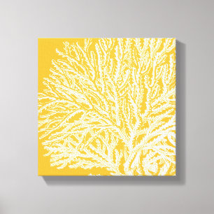 Toile Corail jaune et blanc