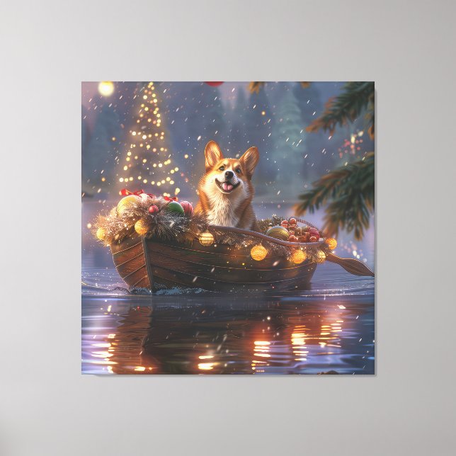 Toile Corgi Christmas Festive Voyage (Recto)