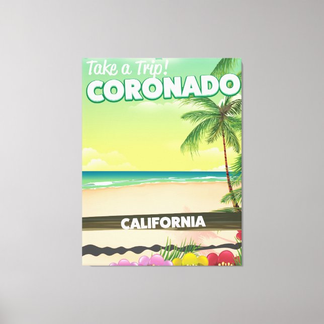 Toile Coronado Californie affiche de voyage de plage (Recto)