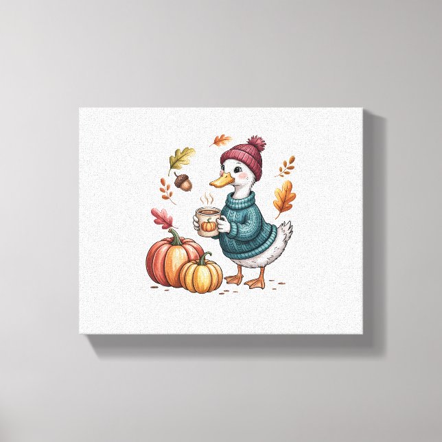 Toile Cosy Citrouille Café Goose Fall Art (Recto)
