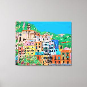 Toile Côte Pittoresque d'Amalfi Italie Cliffside médit