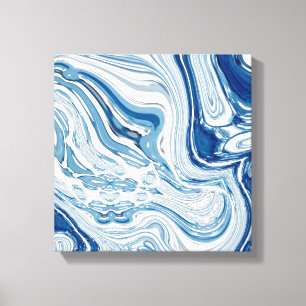 Toile côte plage nautique vagues aquarelle bleu tourbill