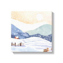 Coteau neigeux | Aquarelle hiver