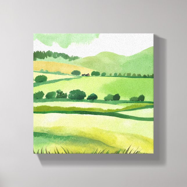 Toile Coteau vert lucidique | Aquarelle naturelle (Recto)