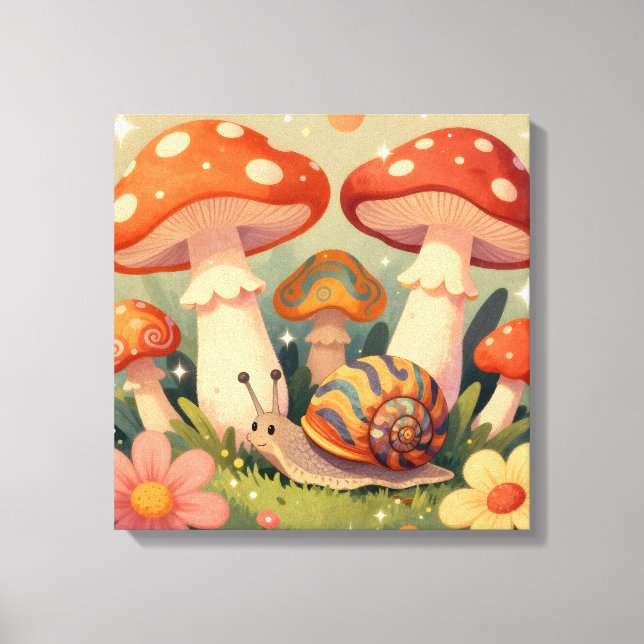 Toile Cottage Core Snail and Musrhooms (Recto)
