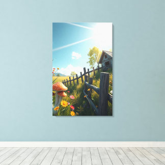 Toile Cottagecore enchanté Art Forêt de champignons Impr