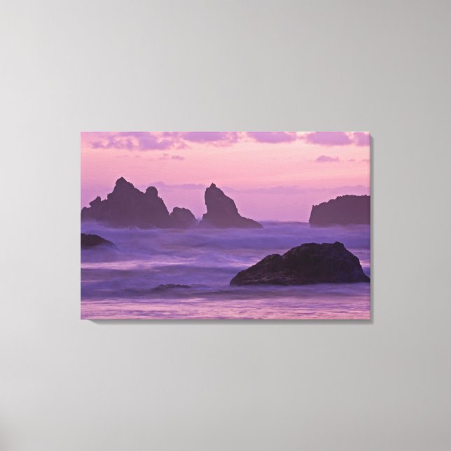 Toile Coucher de soleil à Bandon Beach Sea Stacks. (Recto)