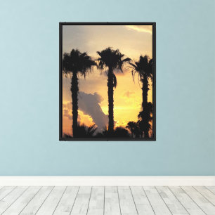 Toile Coucher de soleil à Limassol Chypre – Palmiers méd