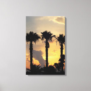 Toile Coucher de soleil à Limassol Chypre – Palmiers méd