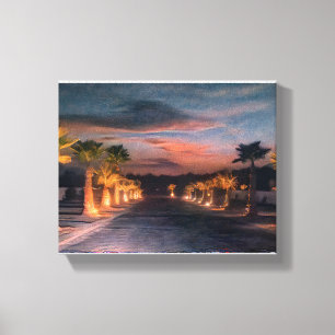 Toile Coucher de soleil au bord du désert