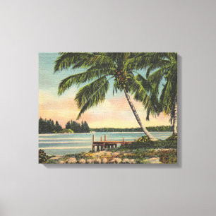 Toile Coucher de soleil de brise tropicale vintage de co