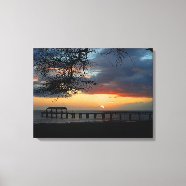 Toile Coucher de soleil de Kauai Waimea Pier (Recto)