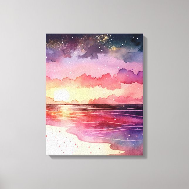 Toile Coucher de soleil de plage violet (Recto)
