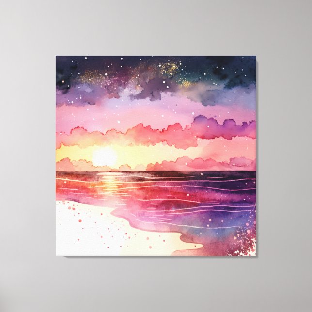 Toile Coucher de soleil de plage violet (Recto)