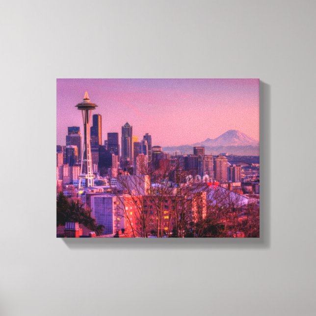 Toile Coucher de soleil derrière Seattle depuis Kerry Pa (Recto)