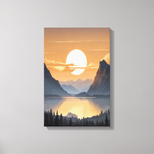Toile Coucher de soleil doré sur l'art de paysage de mon