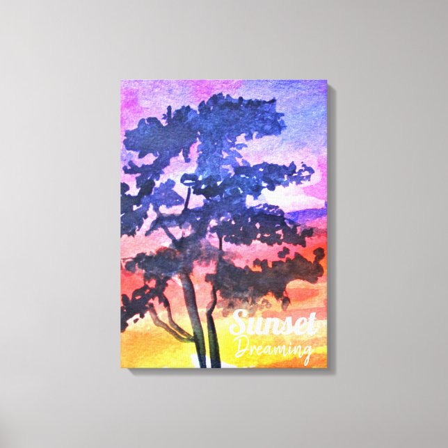 Toile Coucher de soleil Dream paysage aquarelle art (Recto)