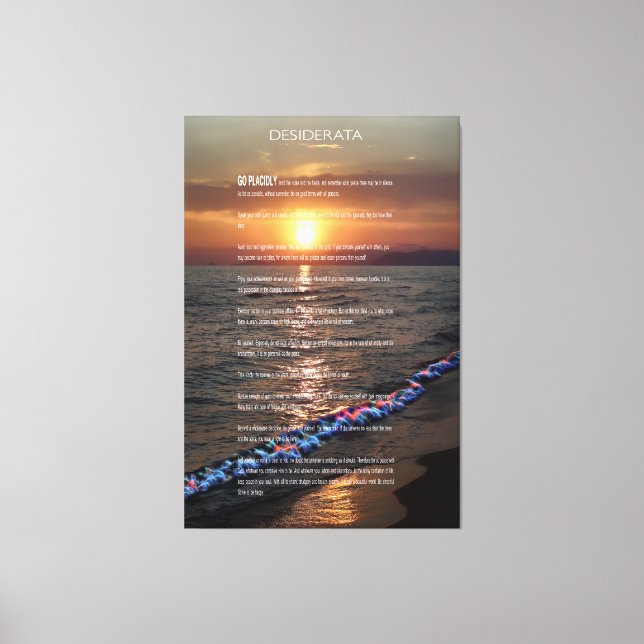 Toile coucher de soleil du Pacifique DESIDERATA (Recto)