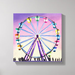 Toile Coucher de soleil Ferris Wheel   Belle aquarelle