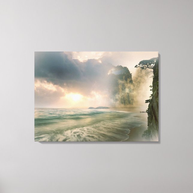 Toile Coucher de soleil mystique sur la plage Ocean Clif (Recto)