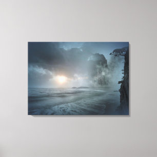 Toile Coucher de soleil mystique sur la plage Ocean Clif