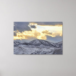 Toile Coucher de soleil orageux au-dessus des monts couv