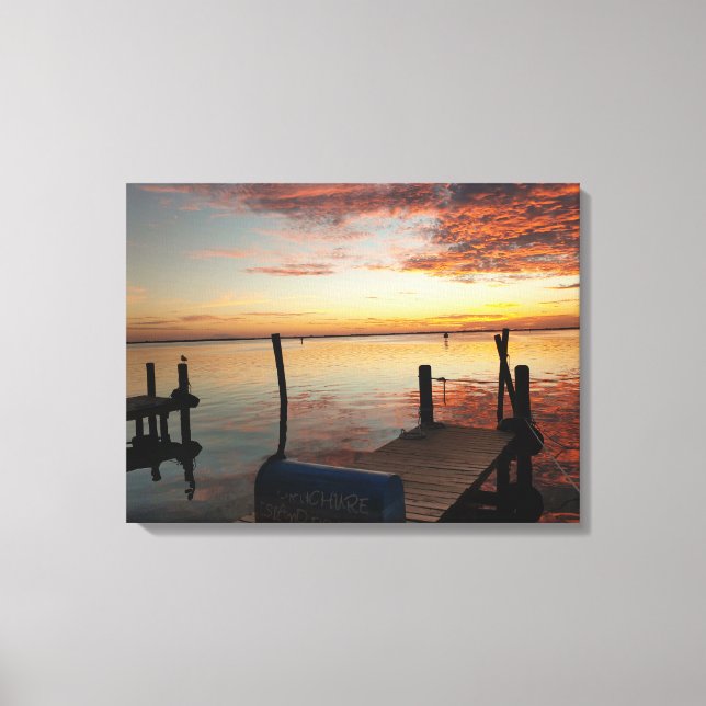 Toile Coucher de soleil romantique sur la baie (Recto)