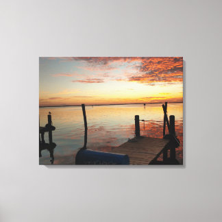 Toile Coucher de soleil romantique sur la baie