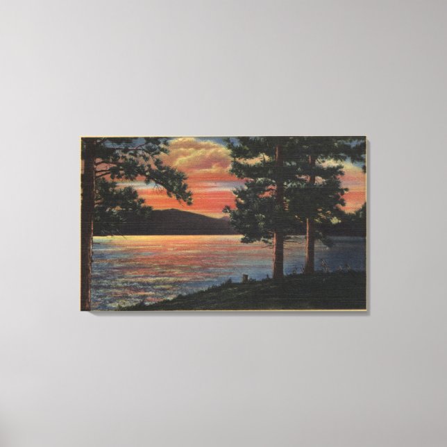 Toile Coucher de soleil sur Big Bear Lake (Recto)