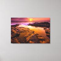 Coucher de soleil sur des bassins à marée, Hawaï